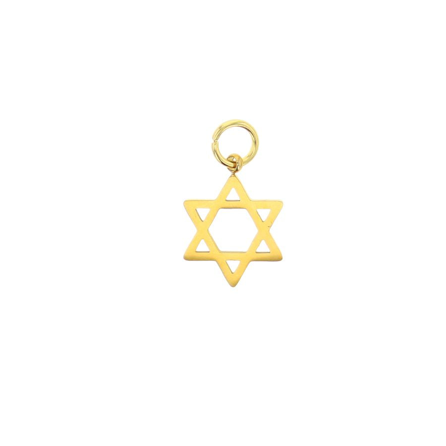 Gold-tone Star of David charm with attached ring loop for hanging
