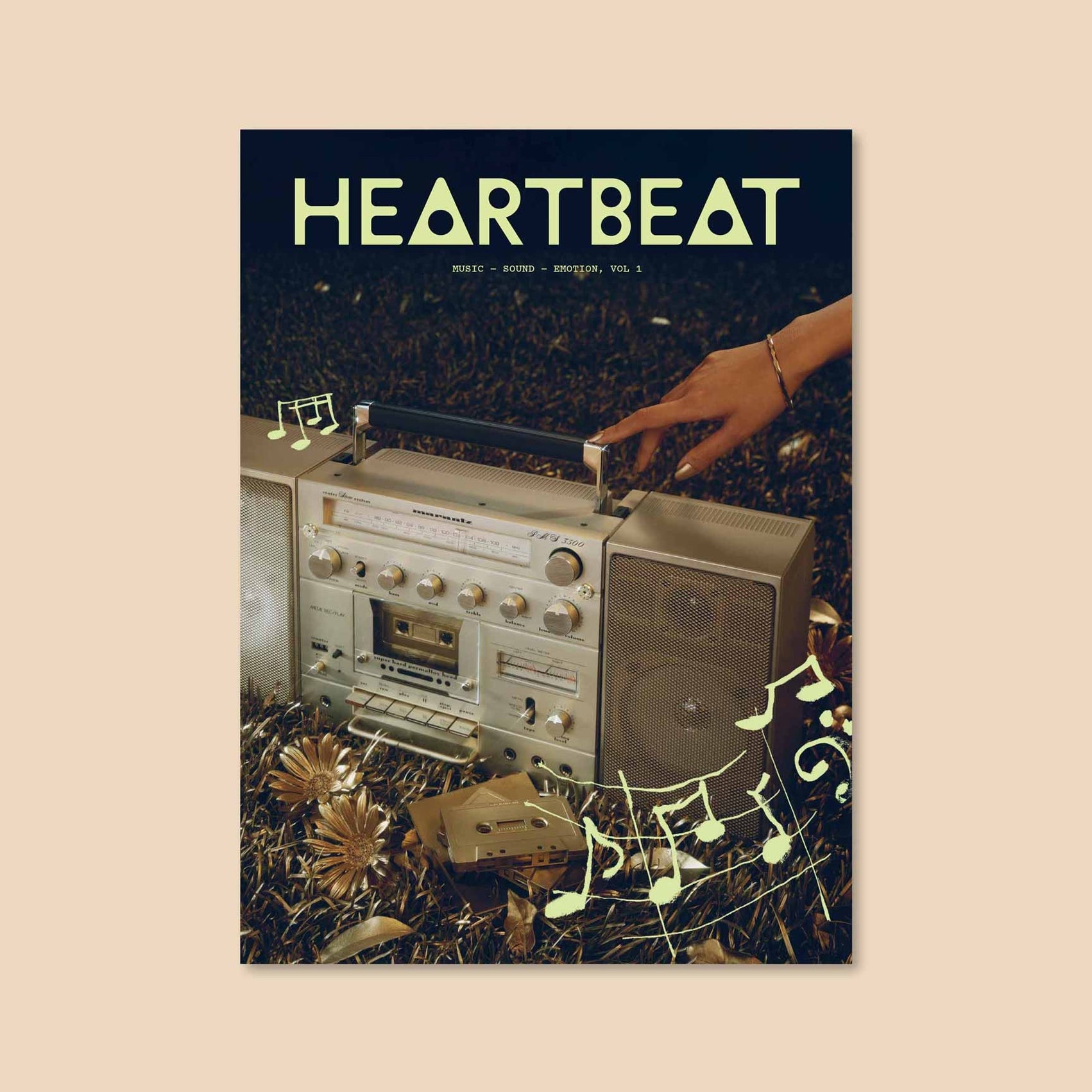 Music magazine cover featuring the HEARTBEAT title over a studio audio console scene