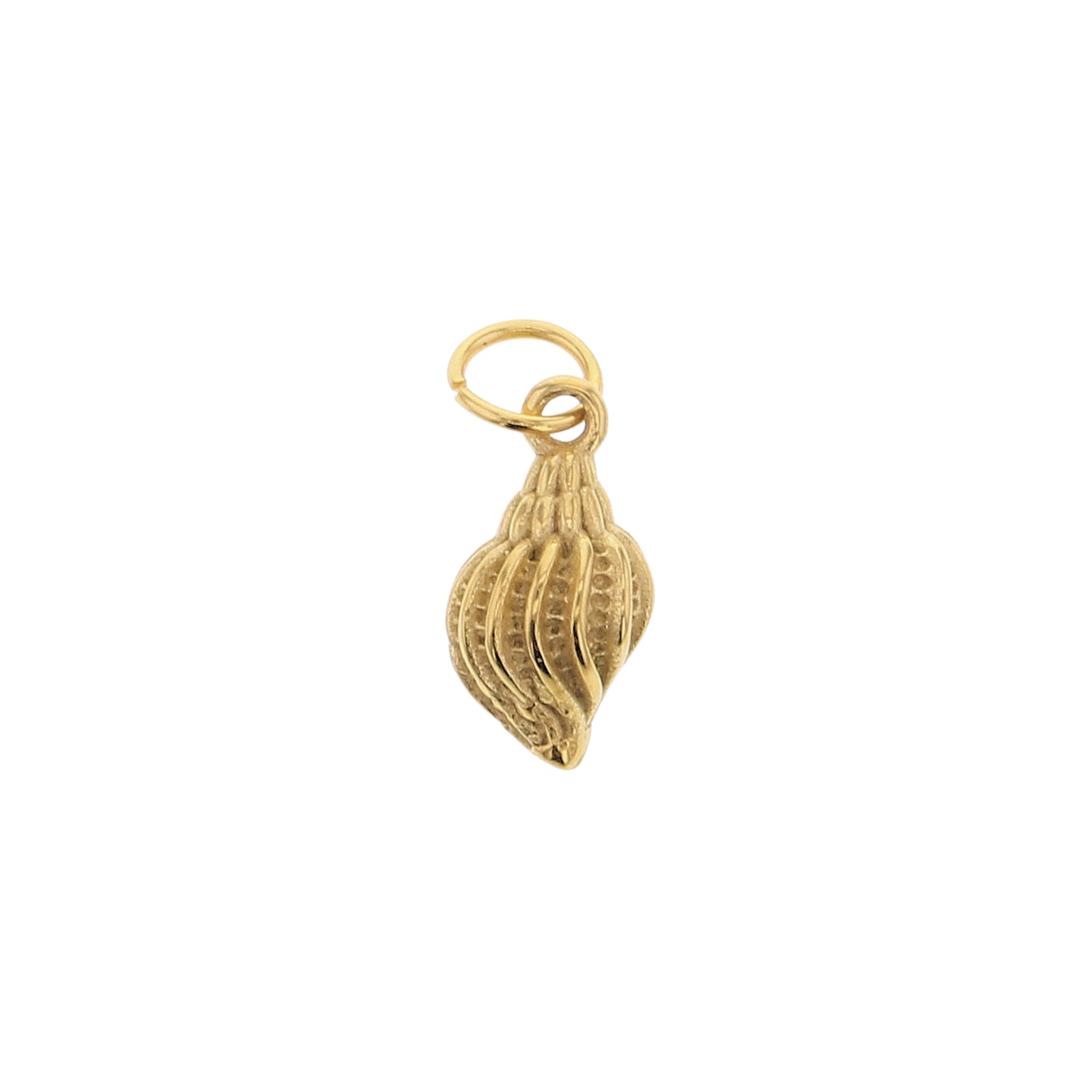 Gold spiral shell pendant charm with top loop