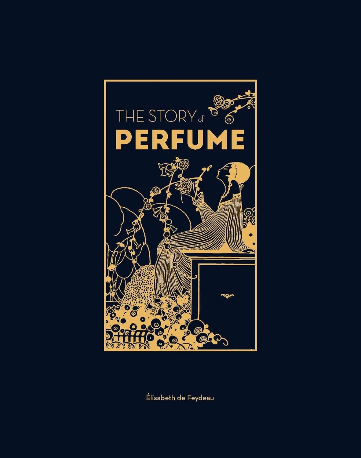 Illustrated perfume guide book with gold line-art cover and title text