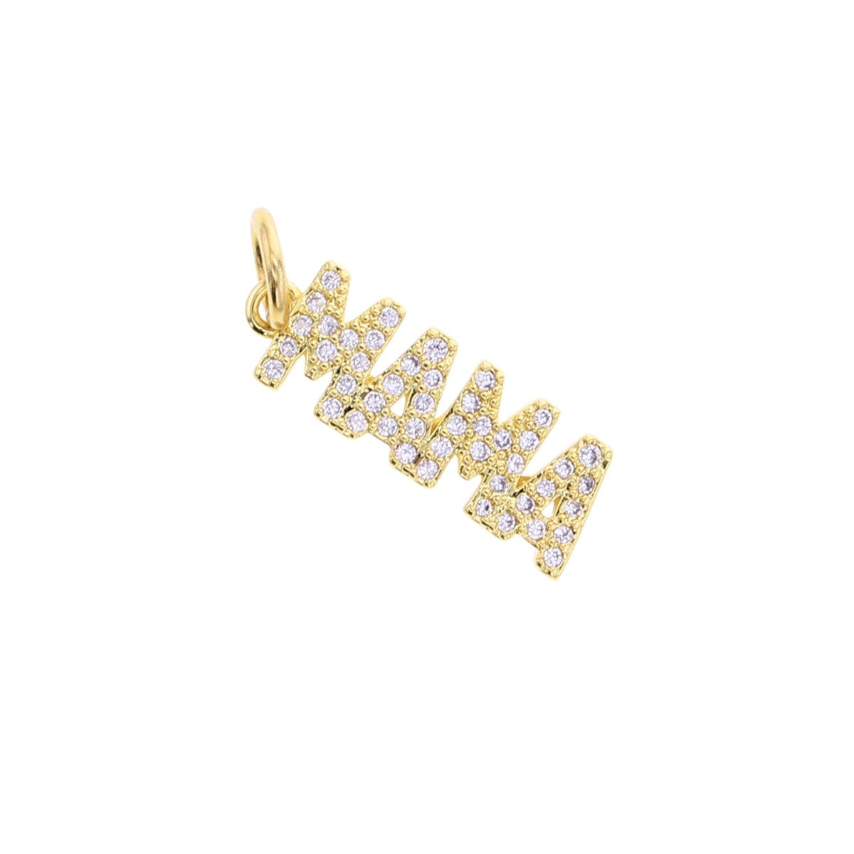 CZ Mama charm pendant in gold tone with pavé cubic zirconia