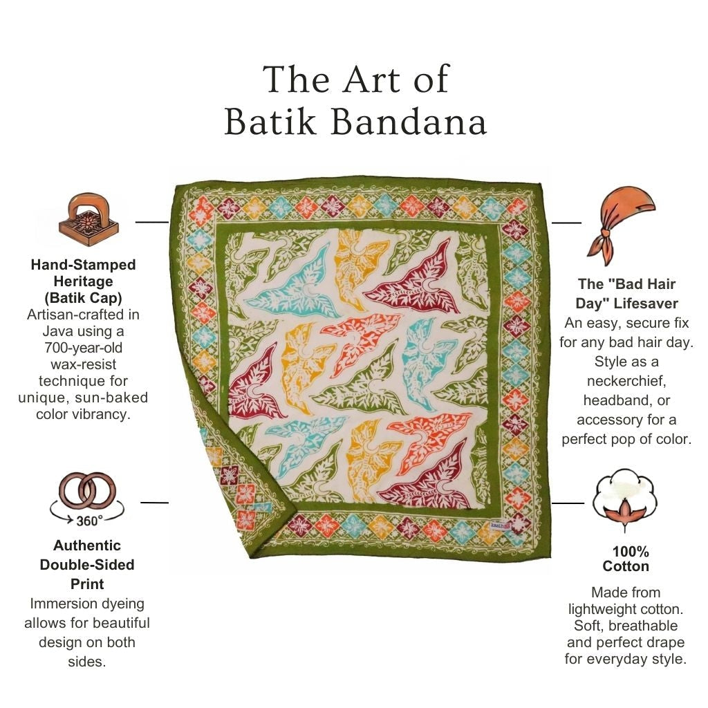 Hand Dyed Batik Bandana - Tropical Tapestry