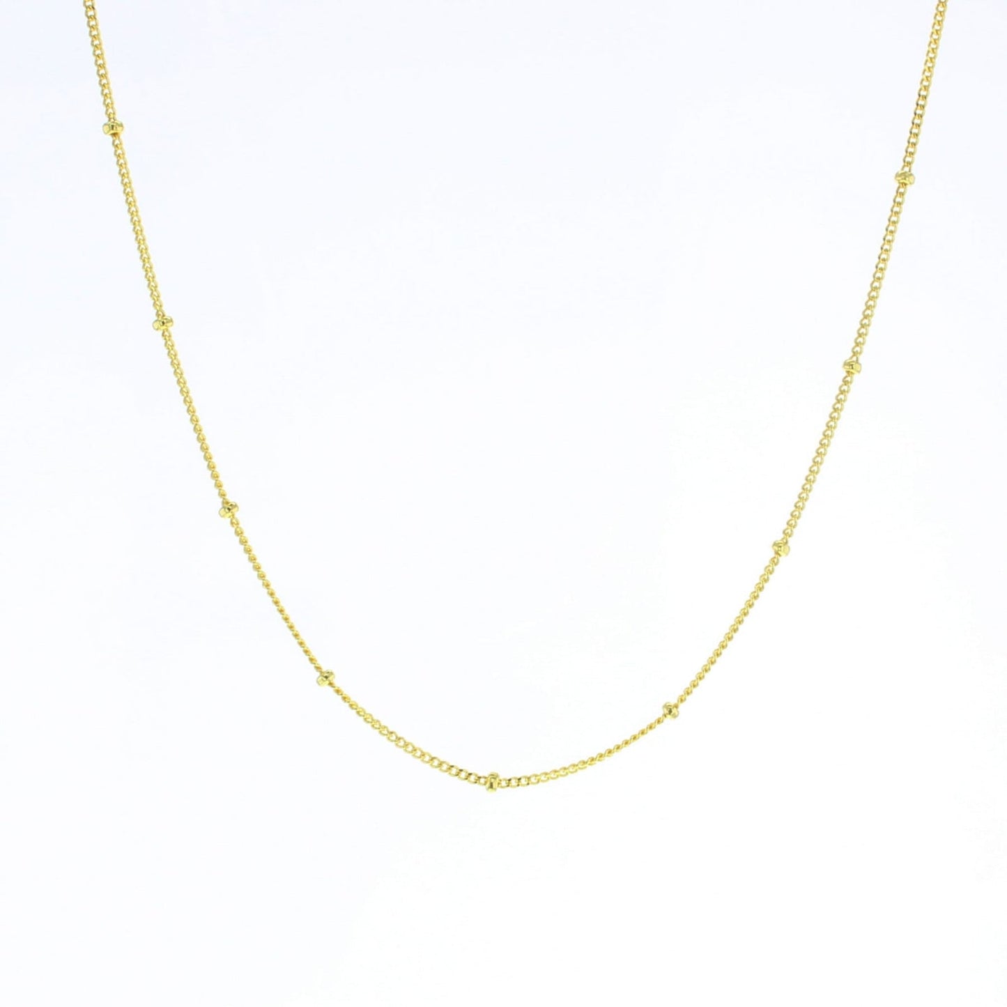 Beaded curb chain necklace in gold tone