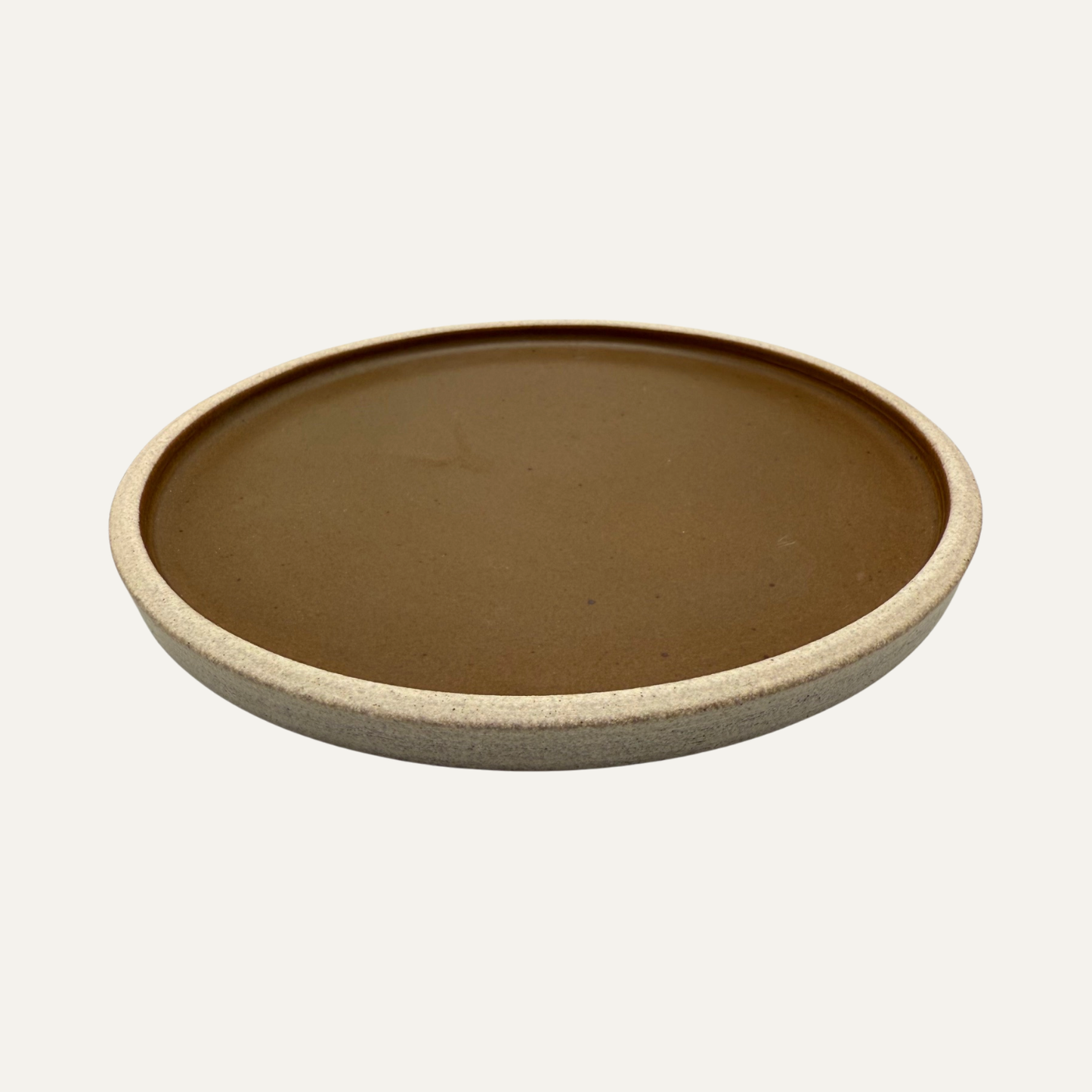 Matte glazed cocoa brown plate, 8.5-inch, round with speckled rim and flat interior