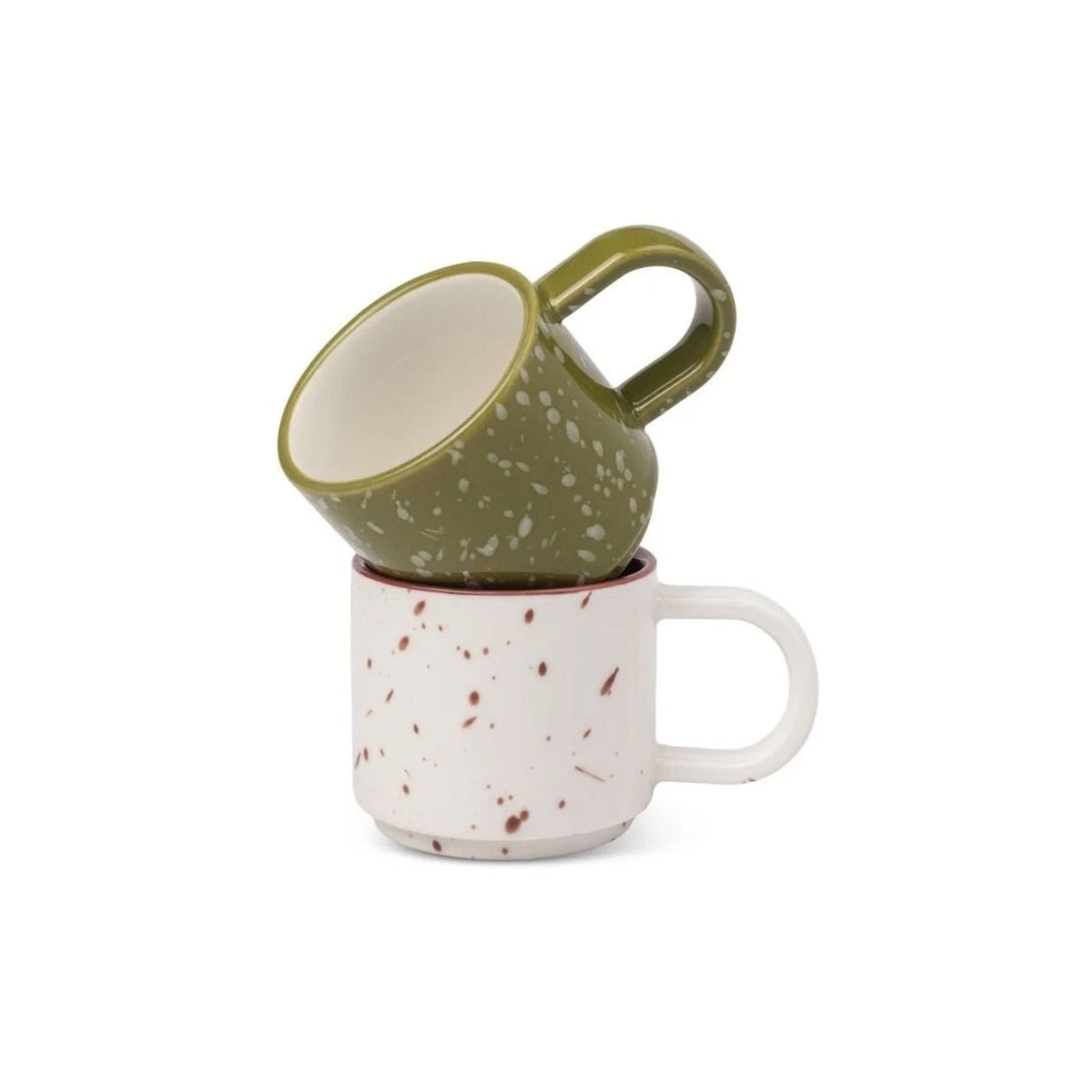 The Simon Set of 2 Espresso Cups - Cream + Olive