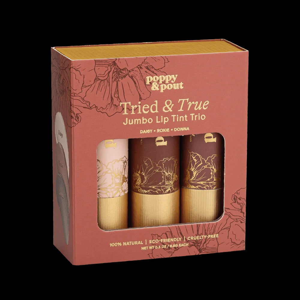 Lip tint gift set box with three lip balm tubes, Tried & True