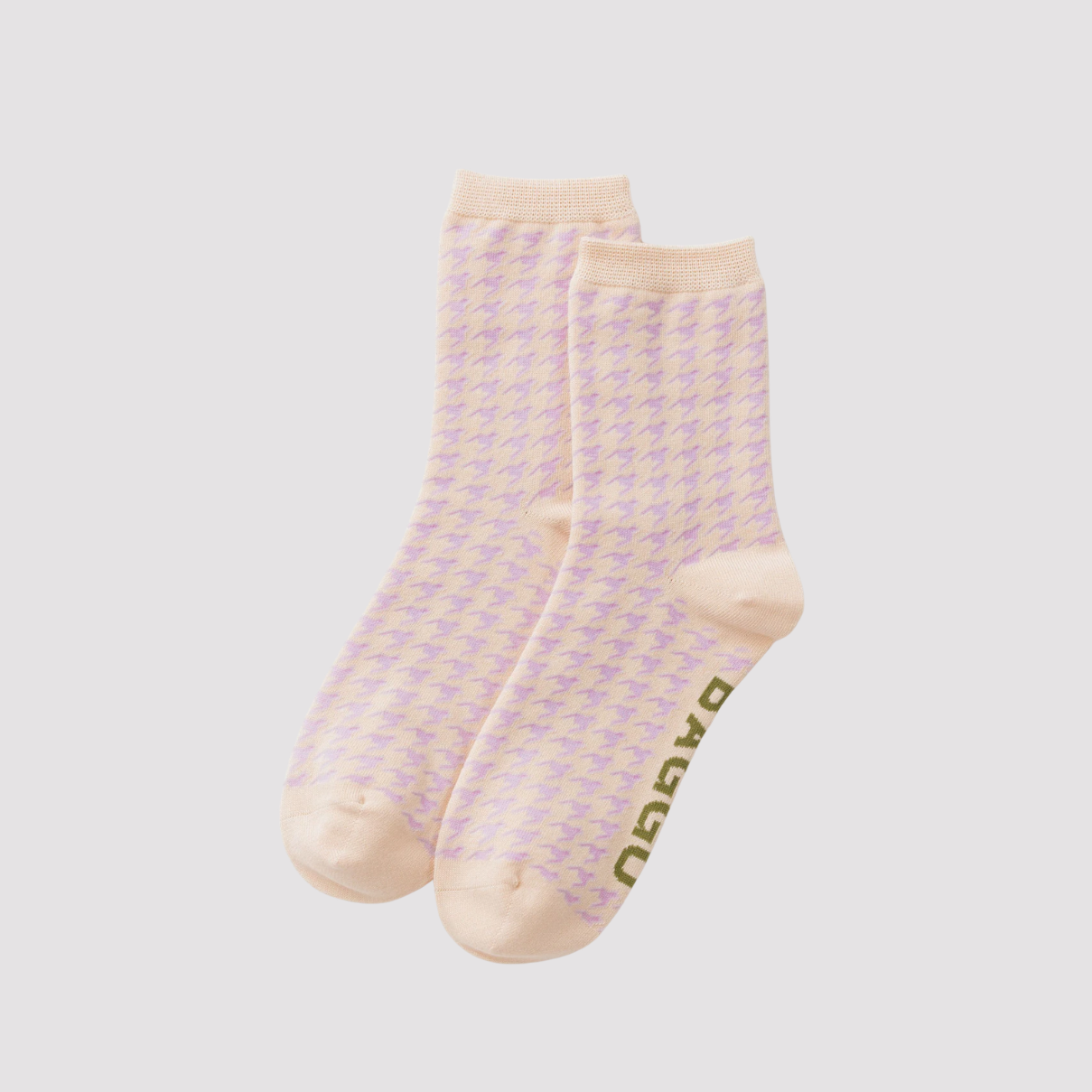 Crew socks in light purple with small houndstooth pattern, two-pack