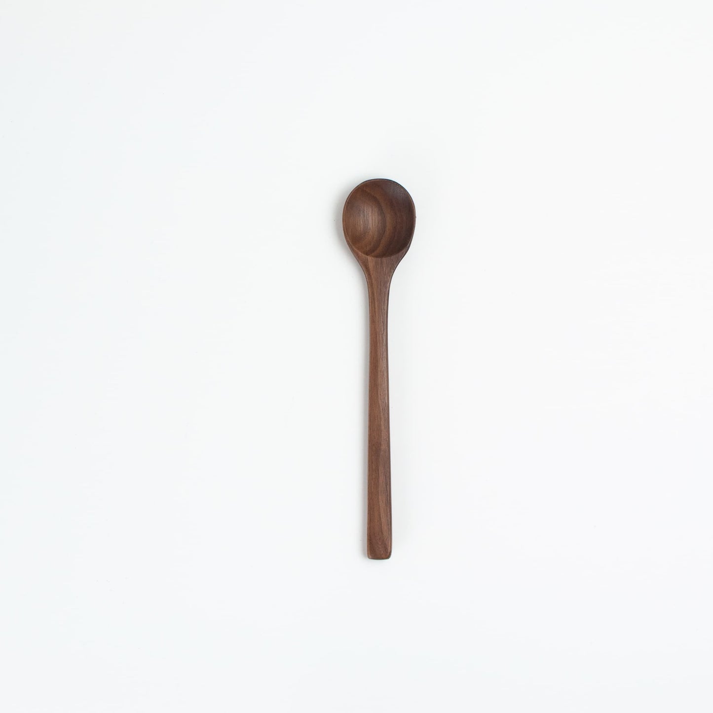 Walnut wood stirring spoon, 6.5 in, round bowl and long handle