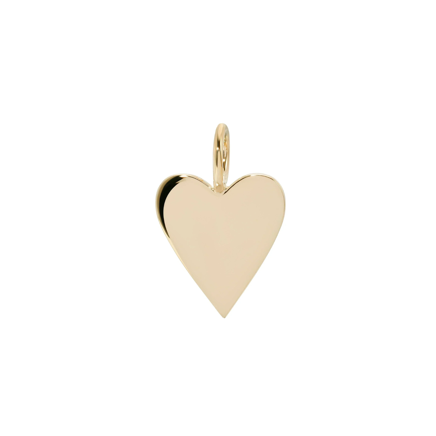 Medium gold-tone heart pendant with hanging loop, smooth polished finish