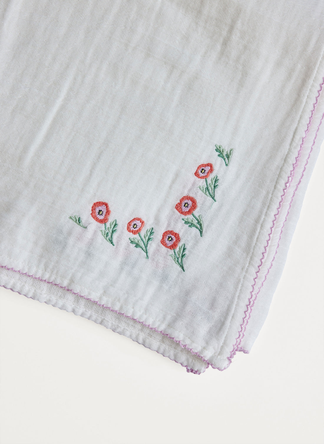 Shawl Blanket - Embroidered Poppy