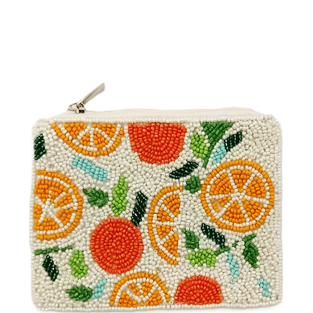 Seed Bead Coin Purse - Orange Slice