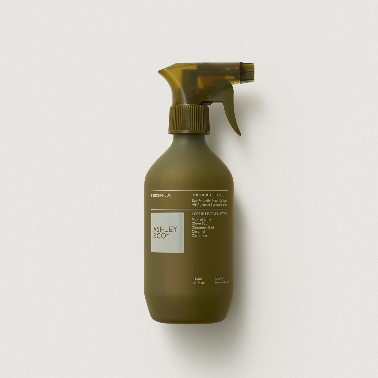Amber cleanser spray bottle with trigger sprayer and front label