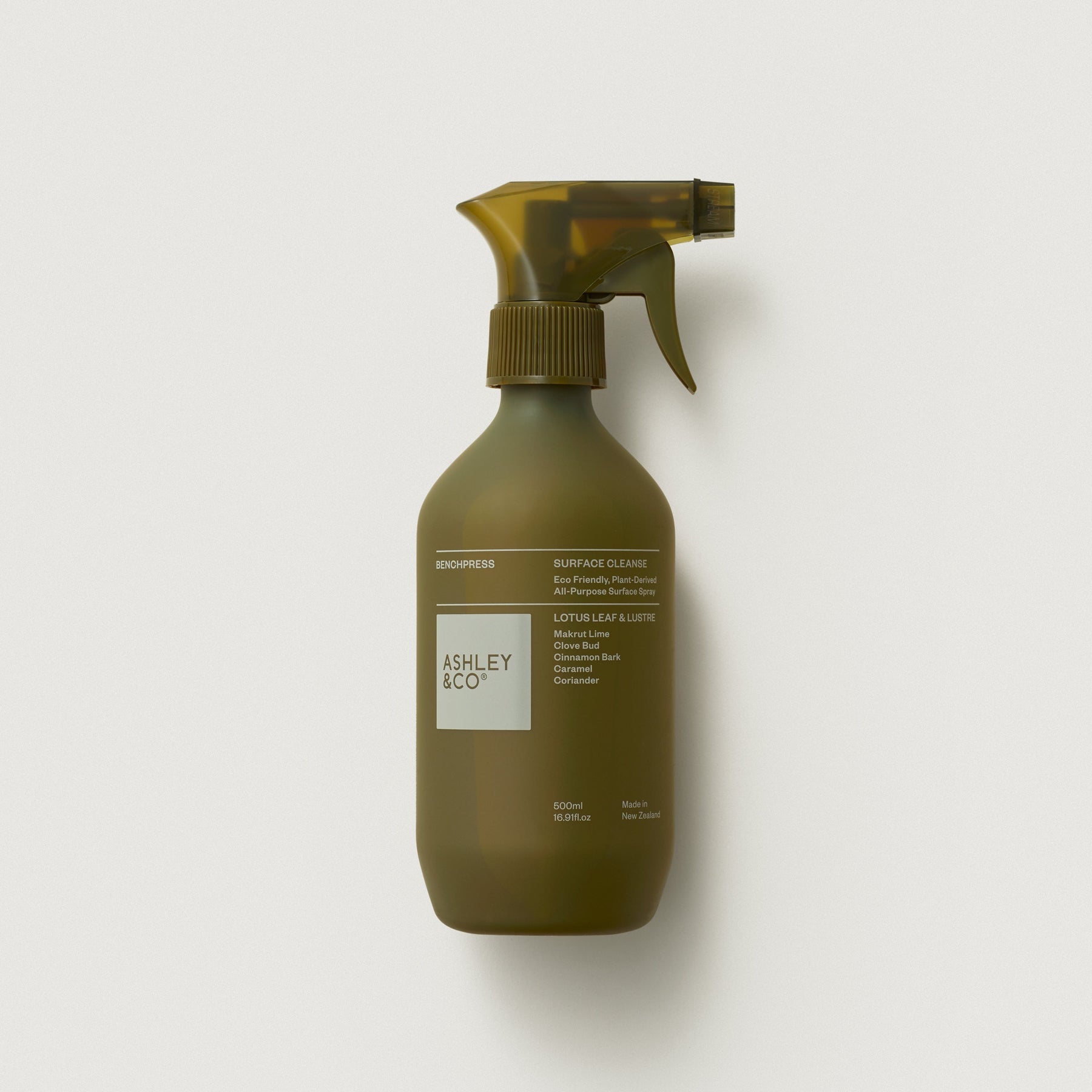 Amber cleanser spray bottle with trigger sprayer and front label