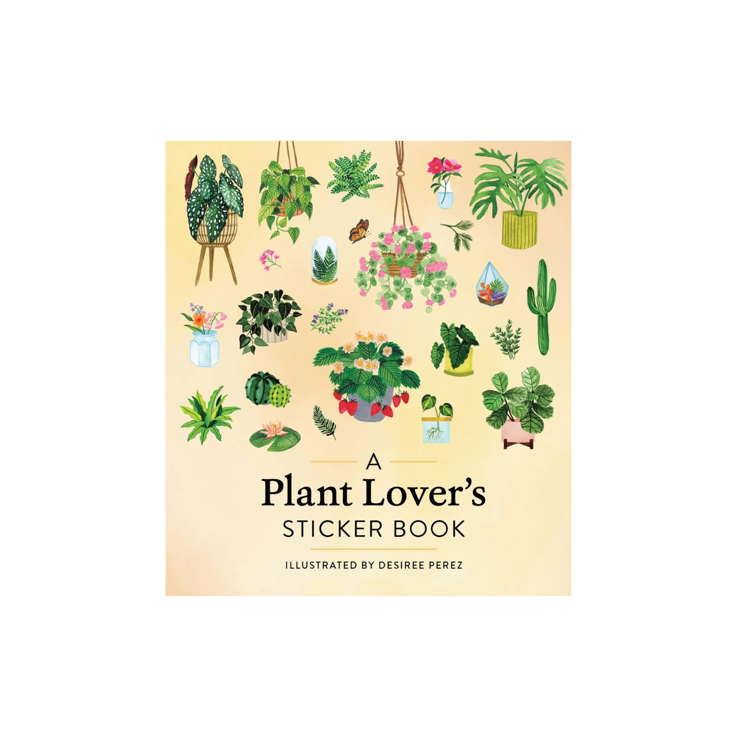 Plant lover sticker book cover with colorful plant illustrations and title text