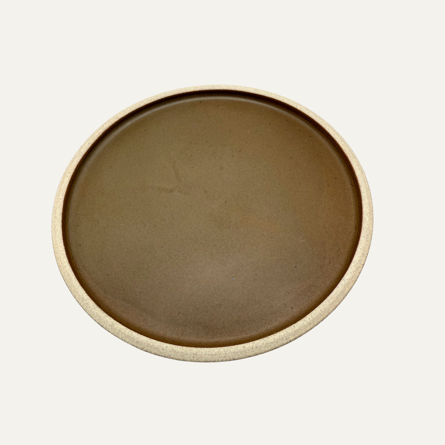 Matte glazed cocoa brown plate, 8.5-inch, round top view with smooth interior
