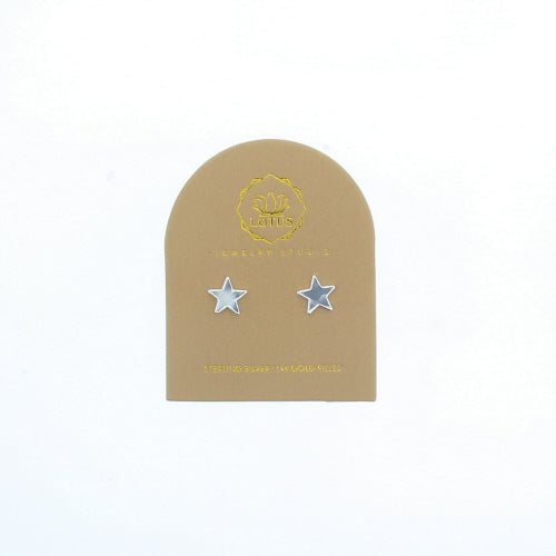 Sterling silver star stud earrings on card