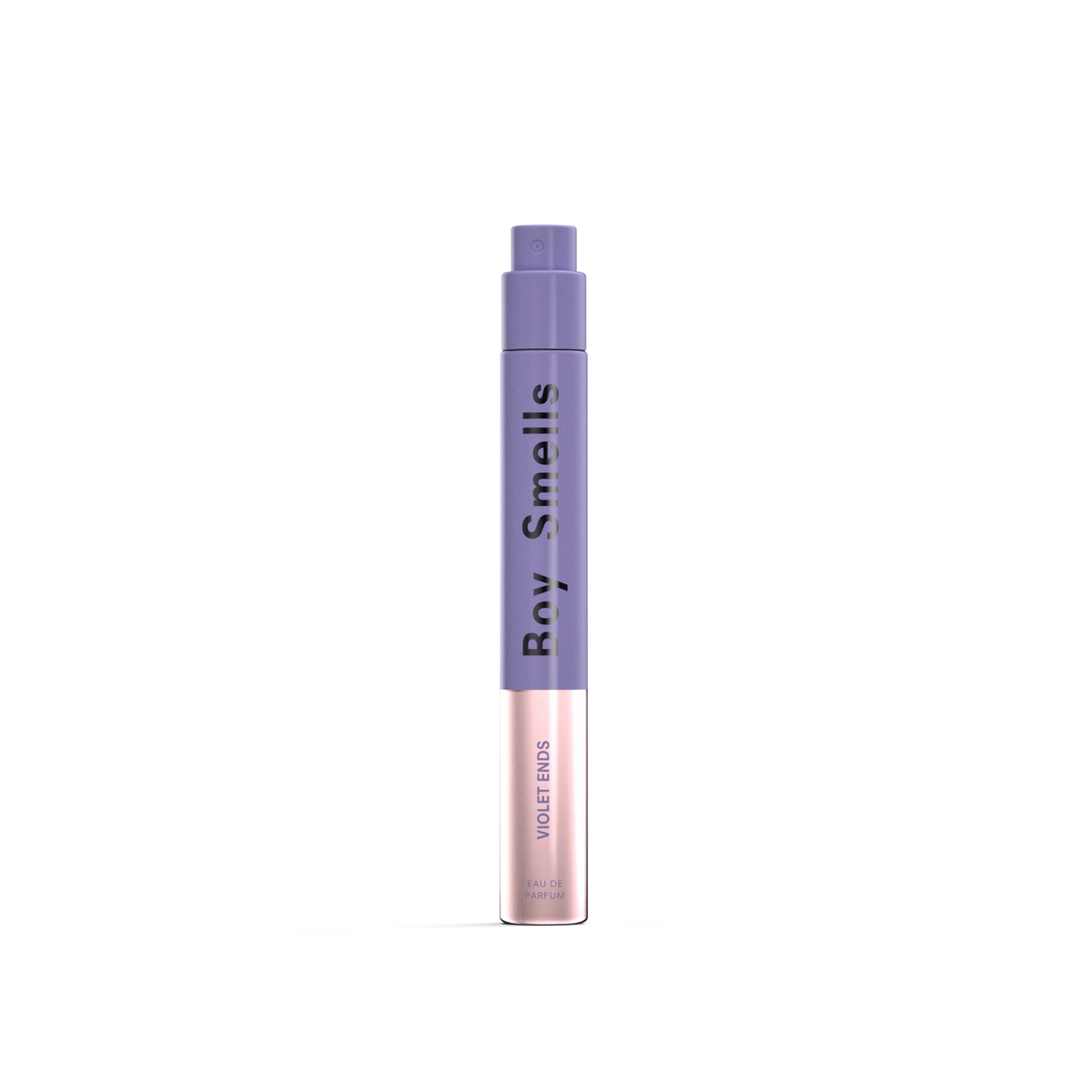 Violet Ends 10 ml fragrance spray bottle, tall violet tube with purple cap