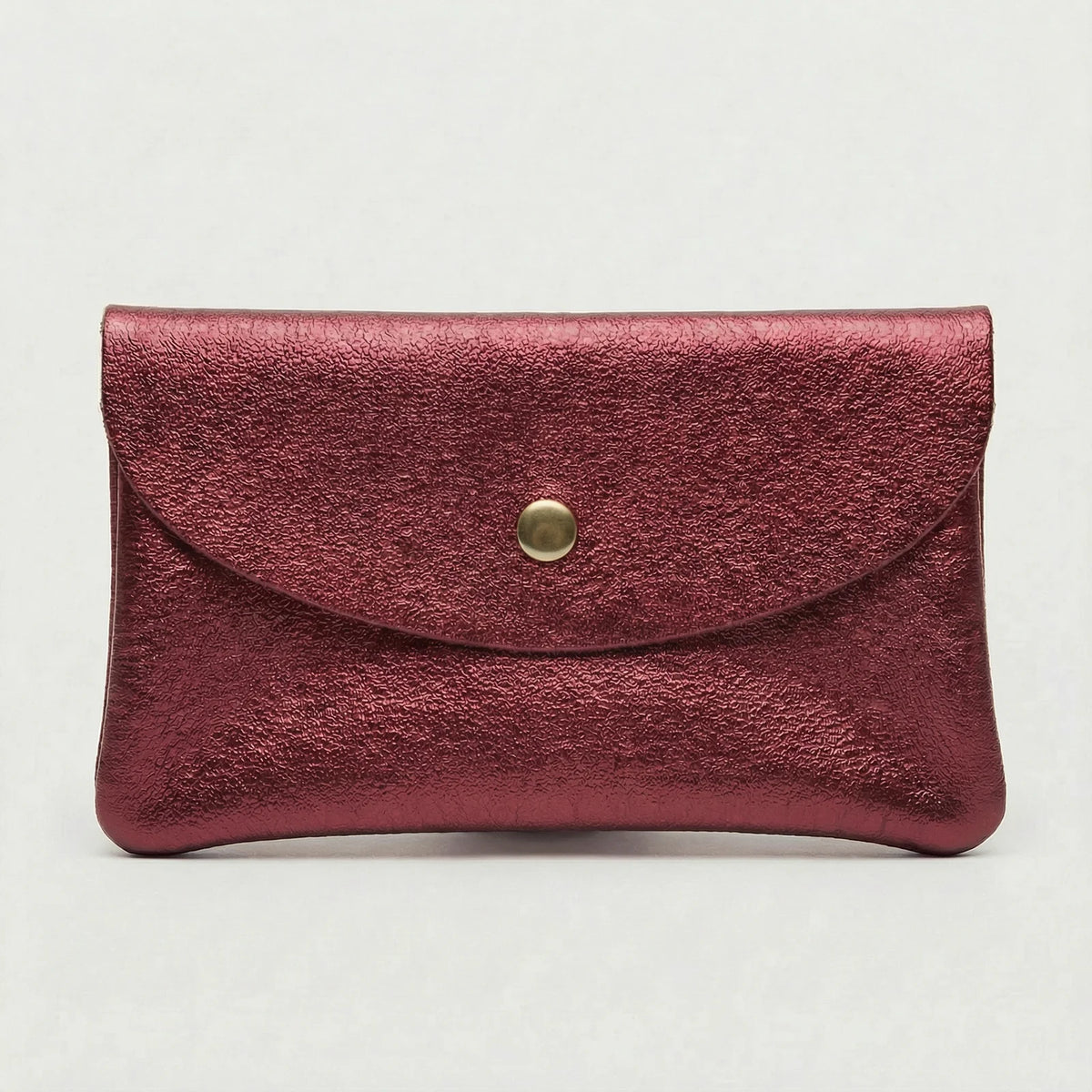 Metallic Leather Wallet - Cranberry