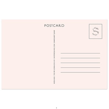 Vintage floral postcard with light pink back, POSTCARD text, and blank writing lines