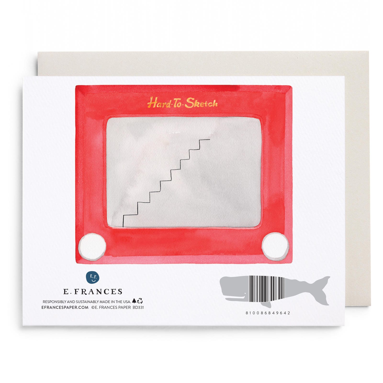 Birthday card with red frame, “Hard-To-Sketch” title, and barcode at the bottom