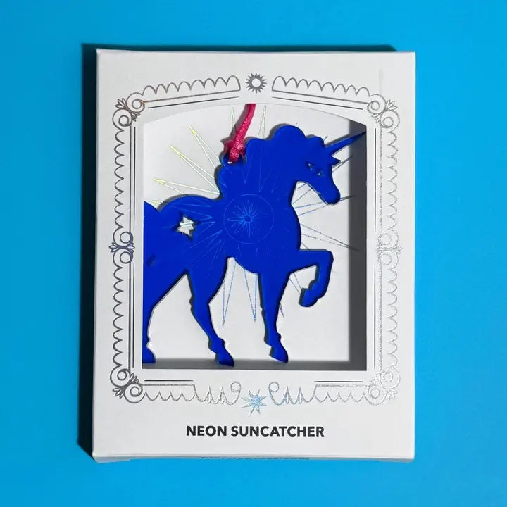 Neon Acrylic Suncatcher - Blue Unicorn