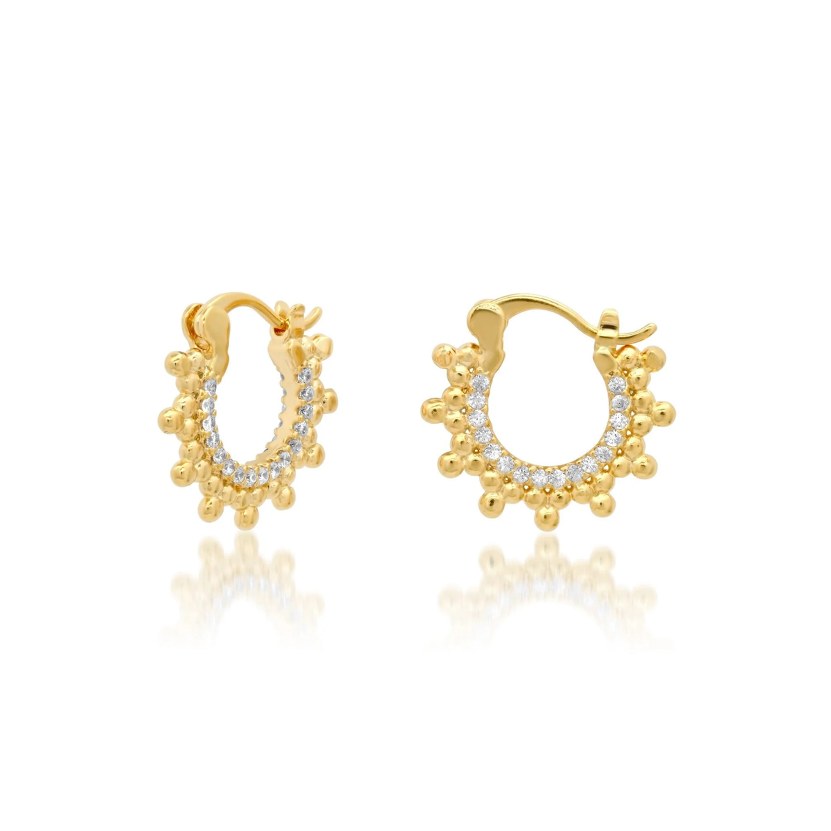 Huggies with Gold Ball and CZ Accents