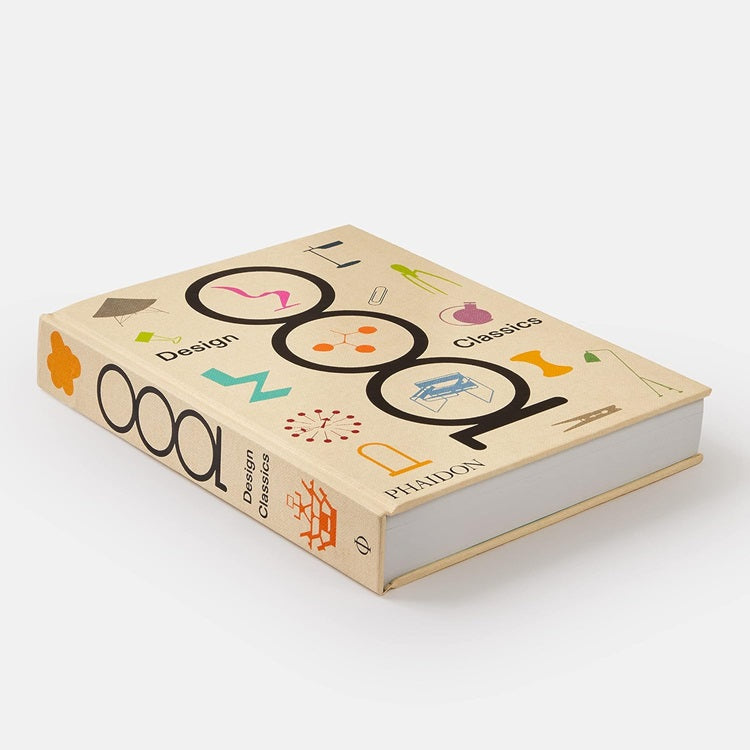 Hardcover design classics book with kraft cover and colorful illustrated icons.