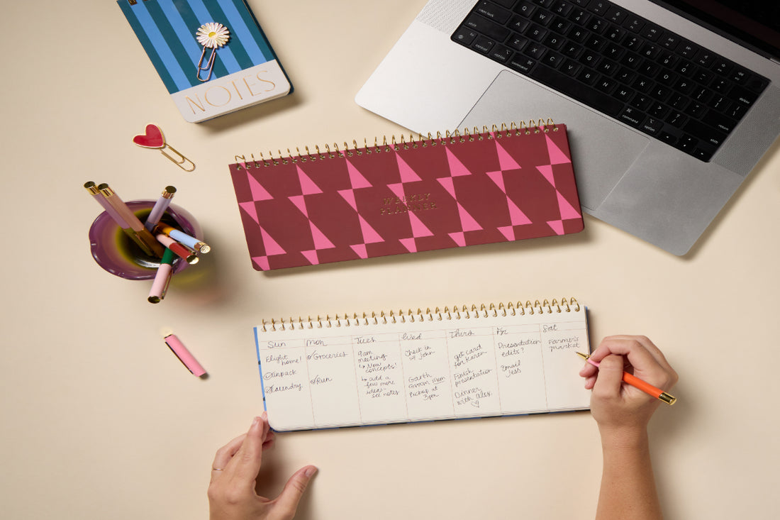Weekly Planner Pad - Burgundy + Pink