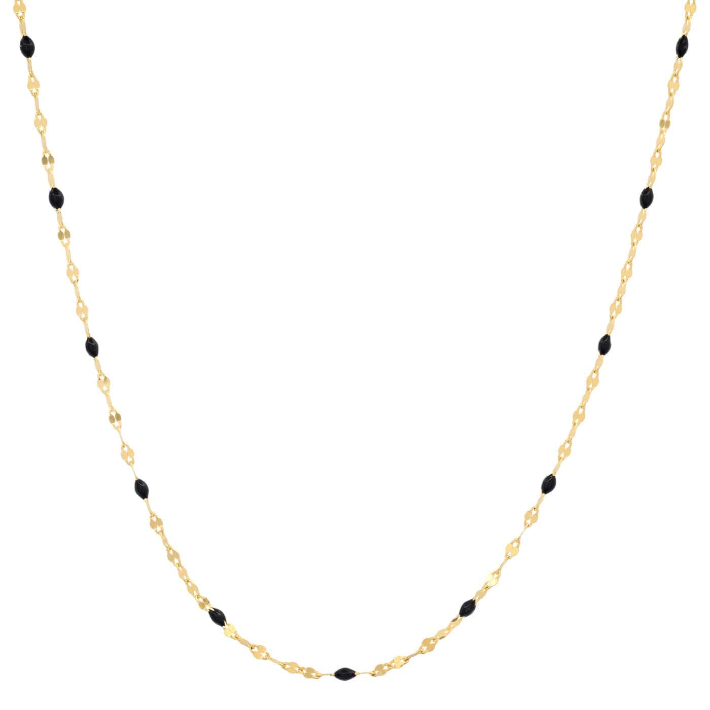 Gold vermeil chain necklace with black enamel stations
