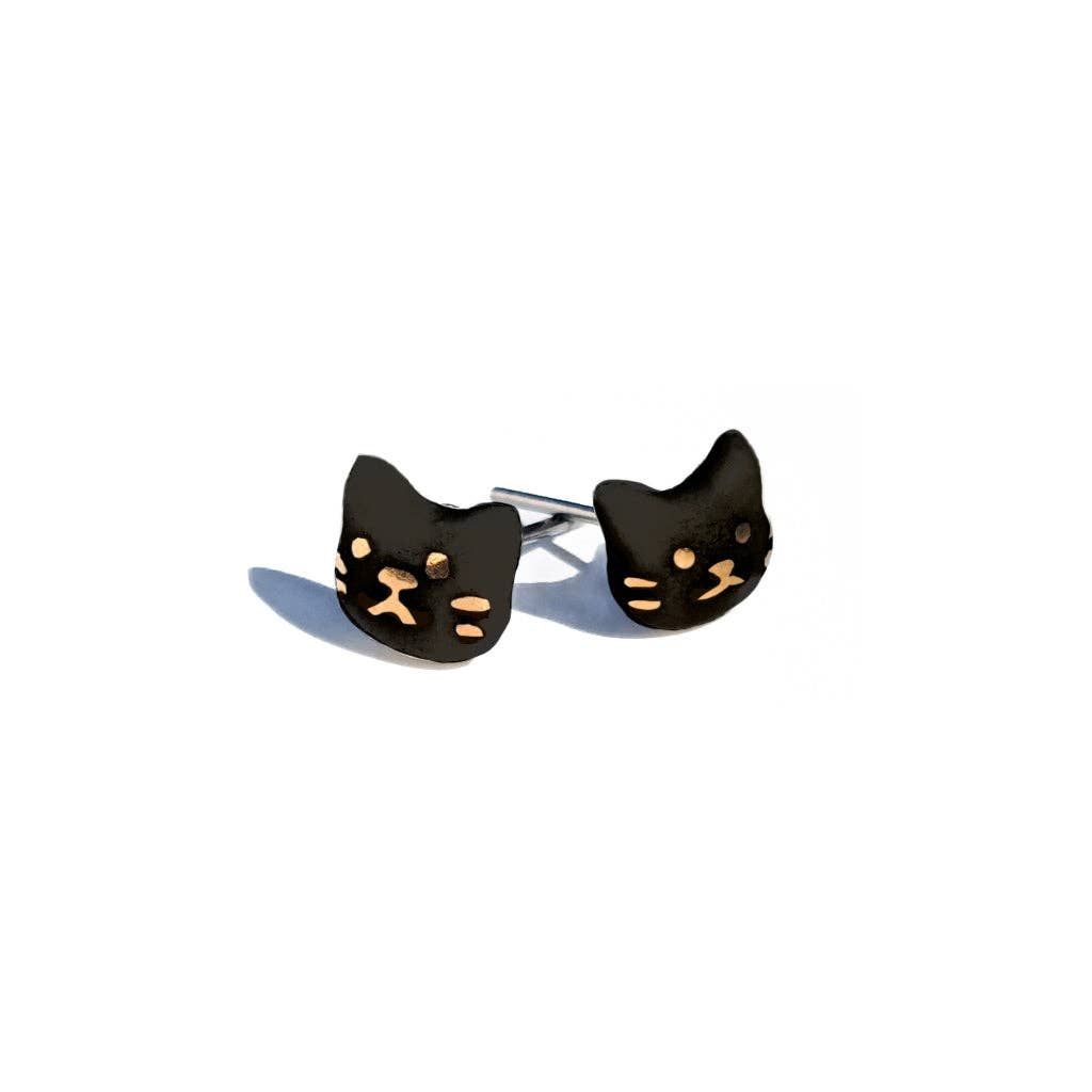 Precious Little Meow Meow Micro Studs - Black with Gold