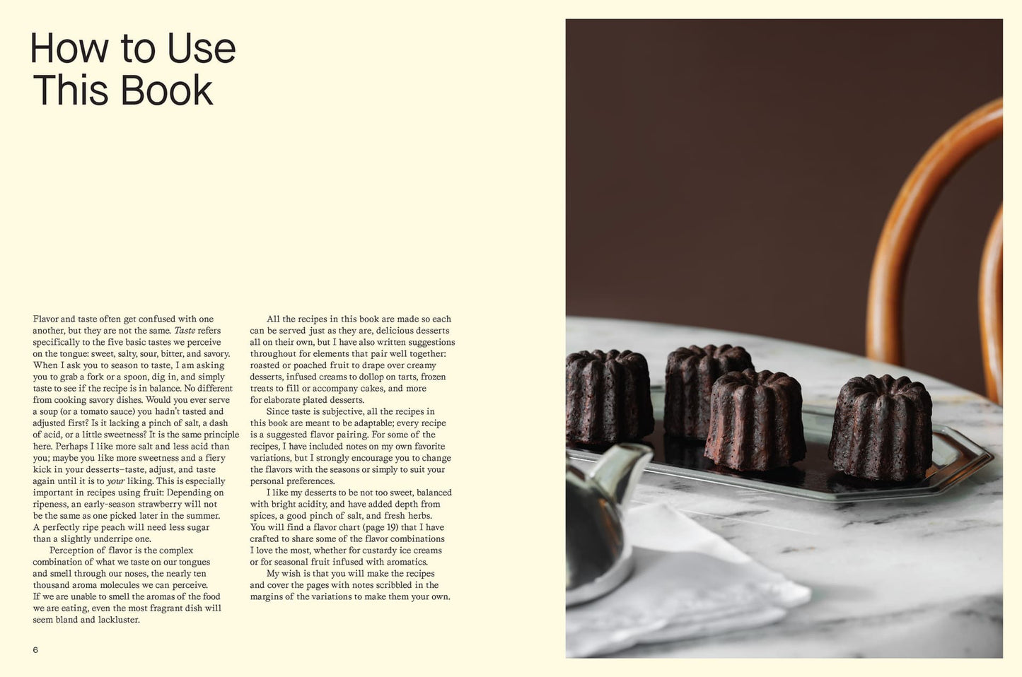 Open cookbook page with dessert photo and instruction text