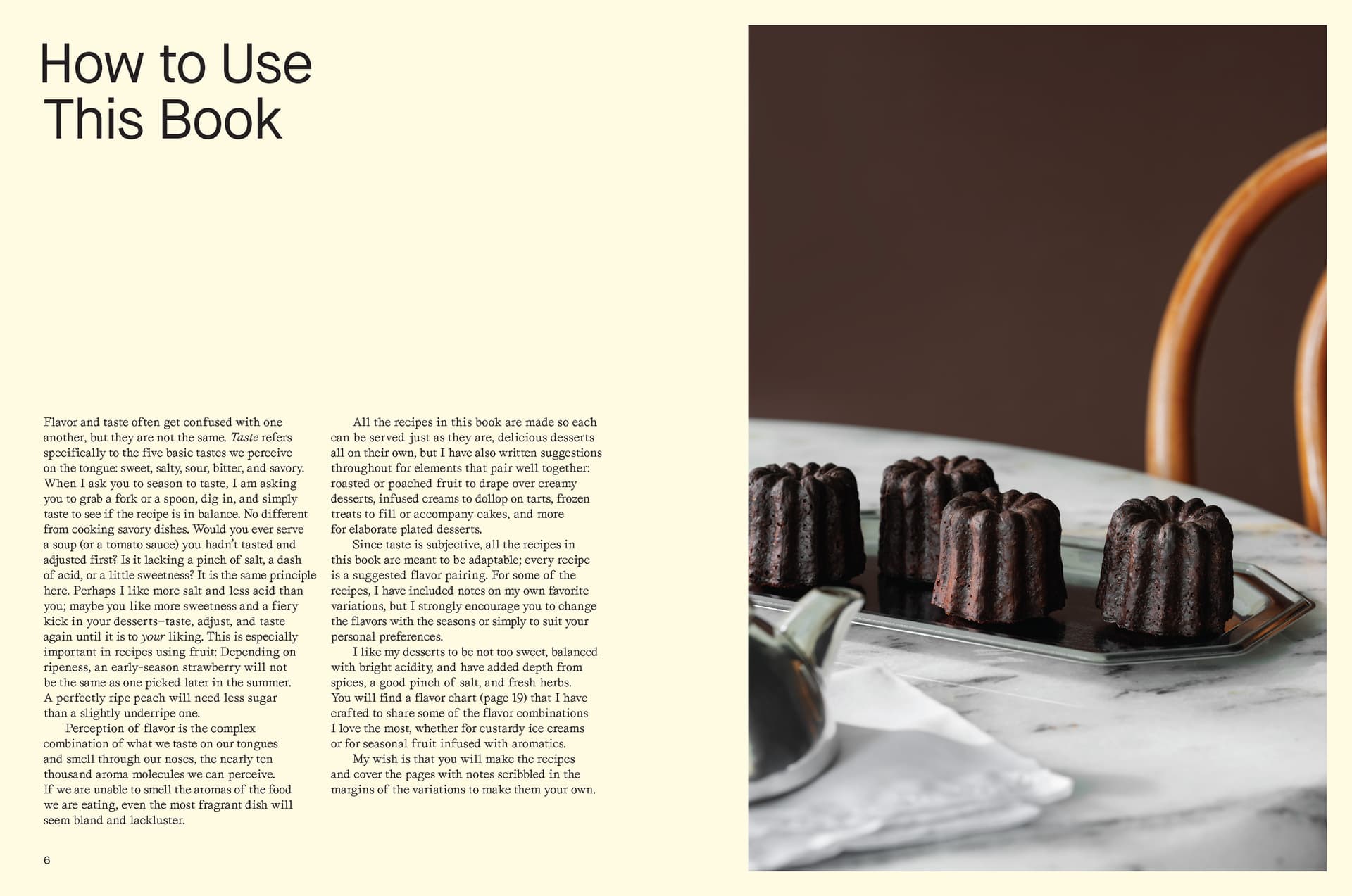 Open cookbook page with dessert photo and instruction text