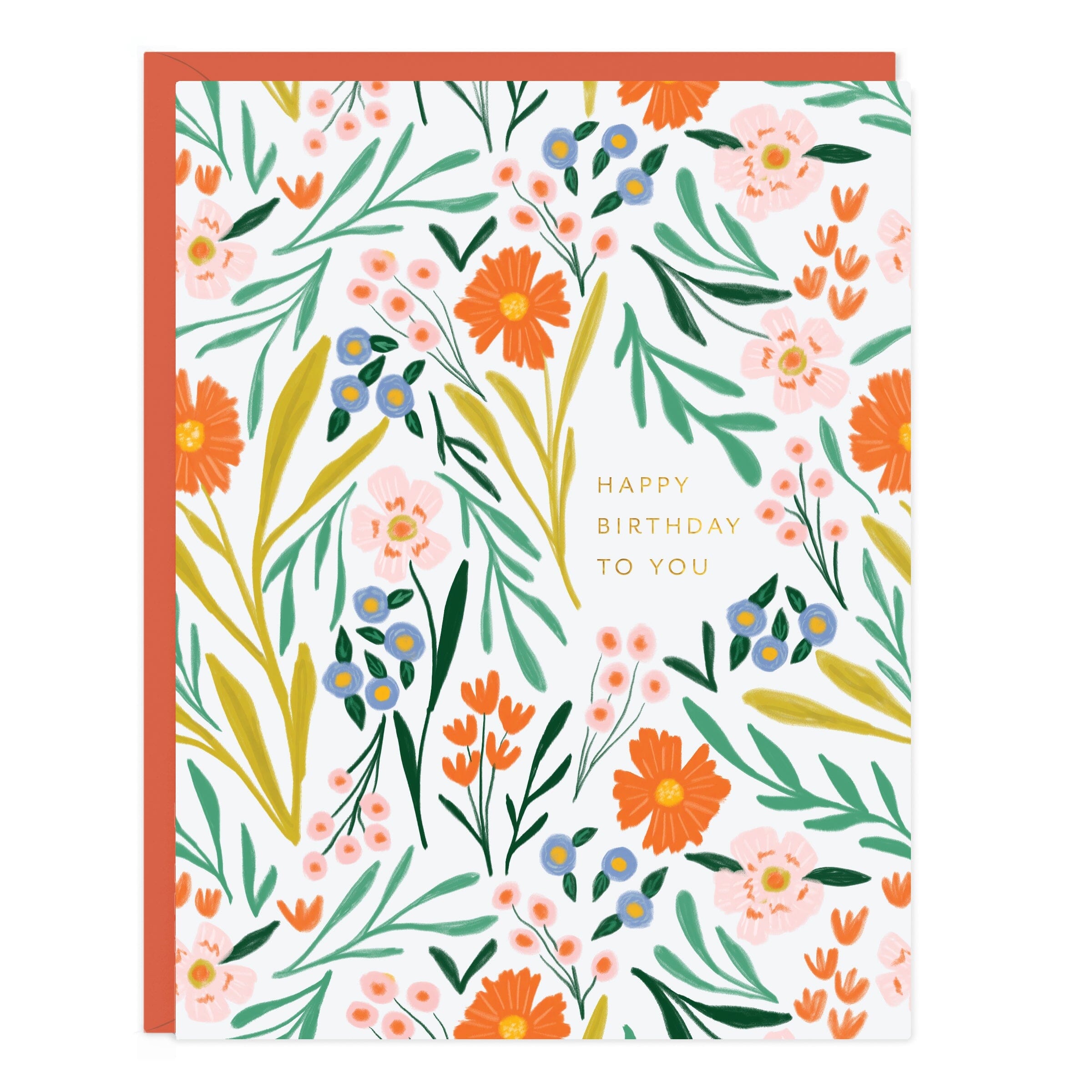 Botanical birthday card with floral pattern and 'Happy Birthday to You' text