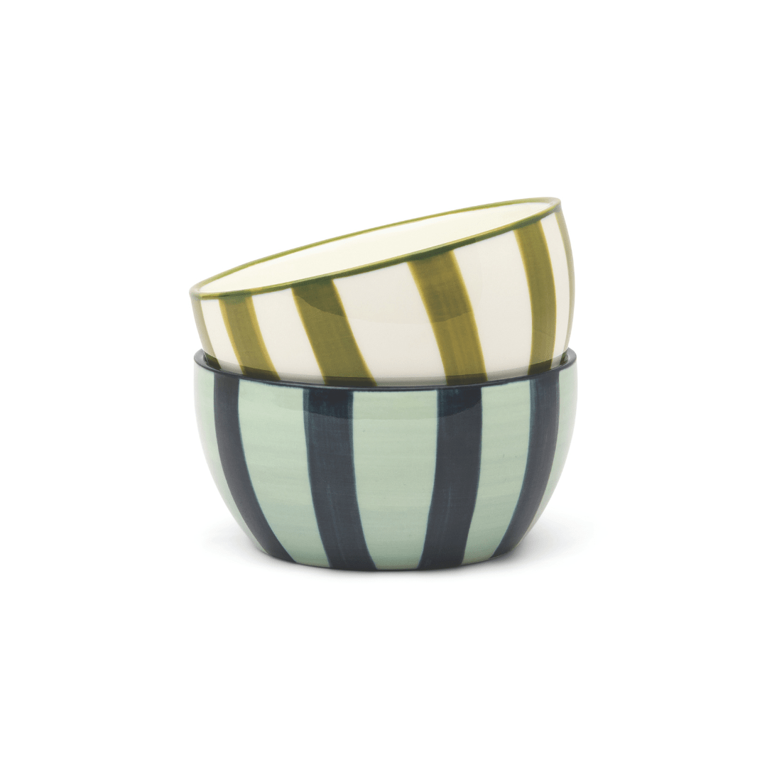 The Bella Set of 2 Dipping Bowls - Blue + Olive