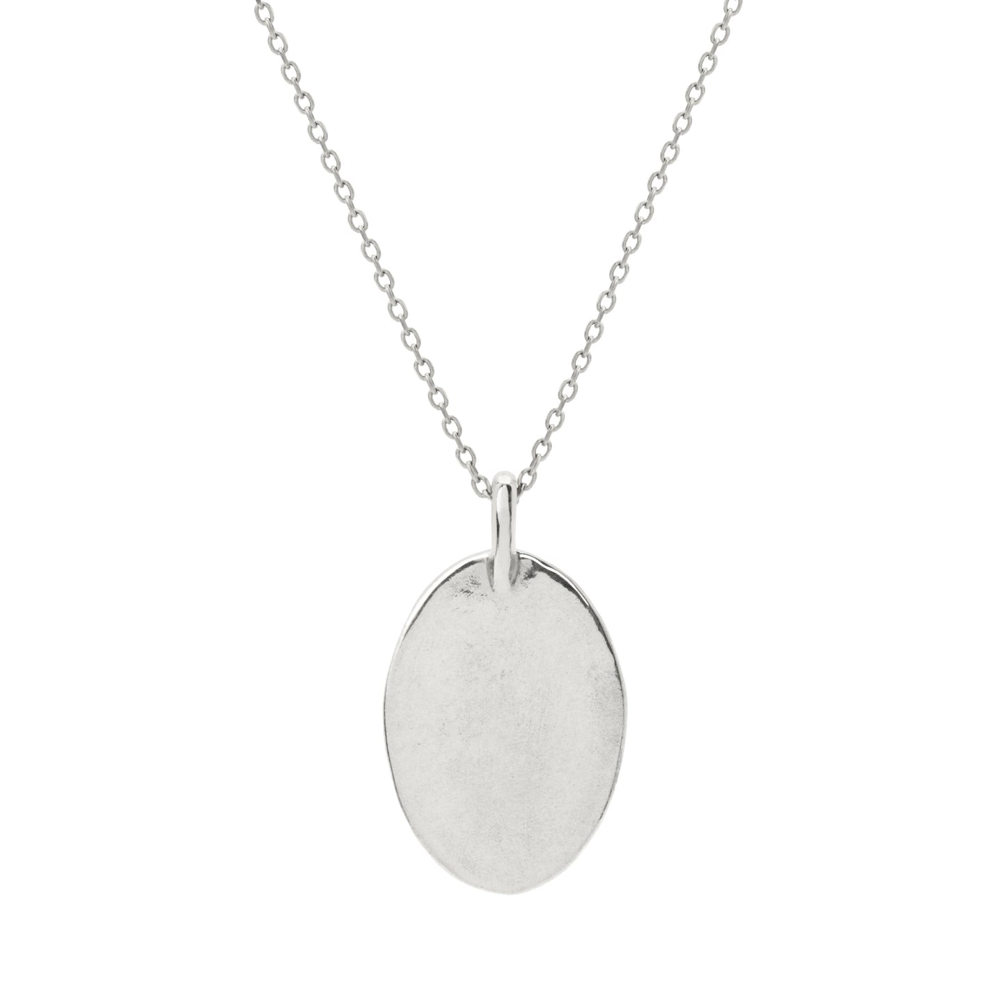 Silver Frida necklace with oval pendant on thin chain