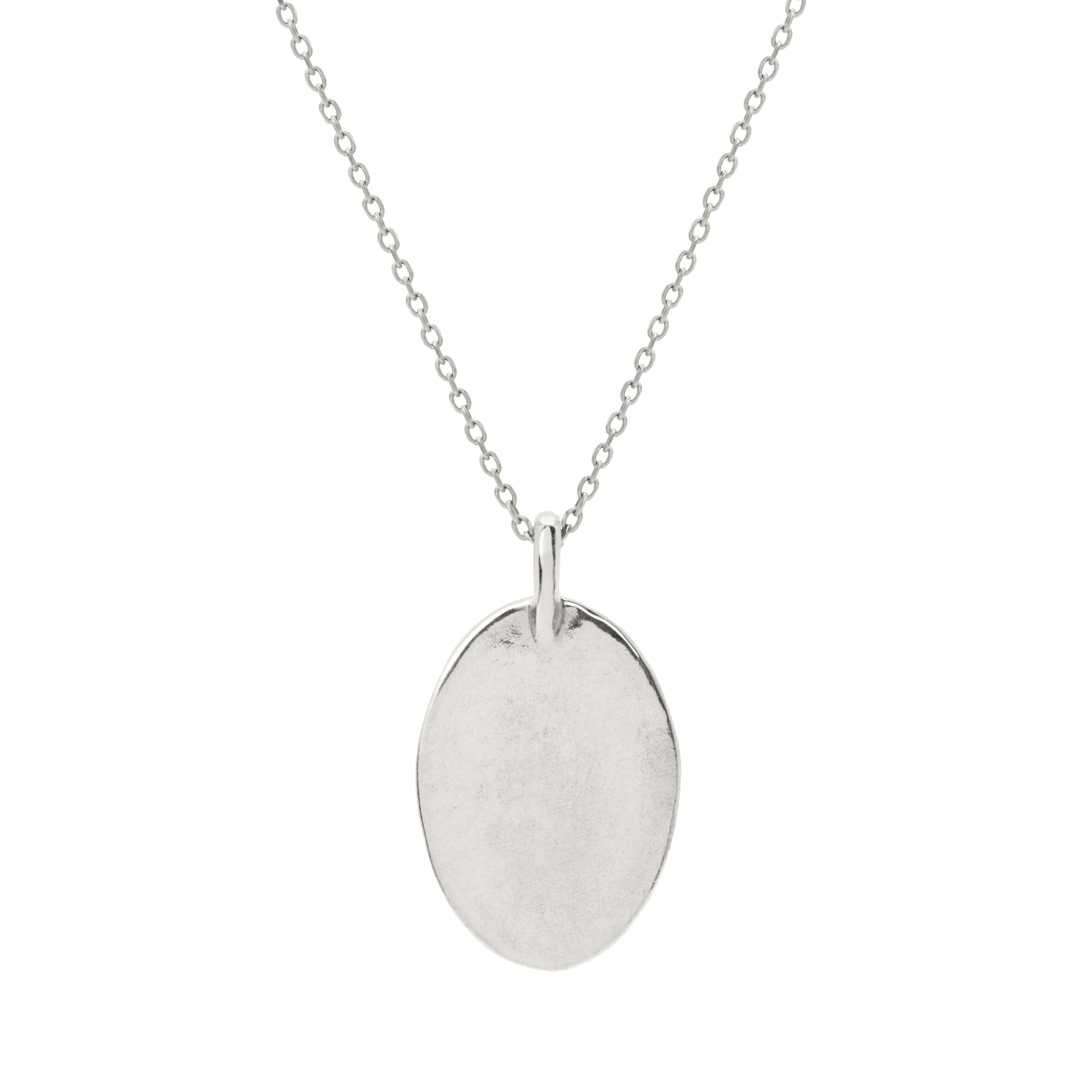 Silver Frida necklace with oval pendant on thin chain