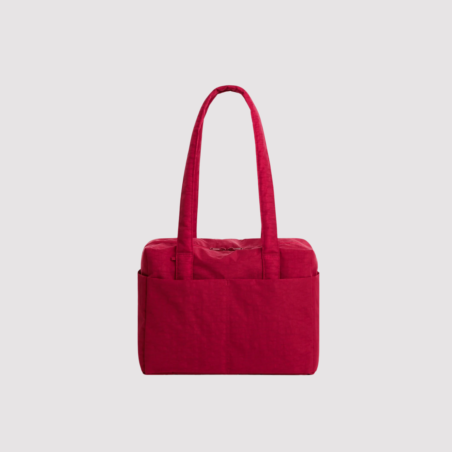 Red cloud tote bag with two top handles and front pocket
