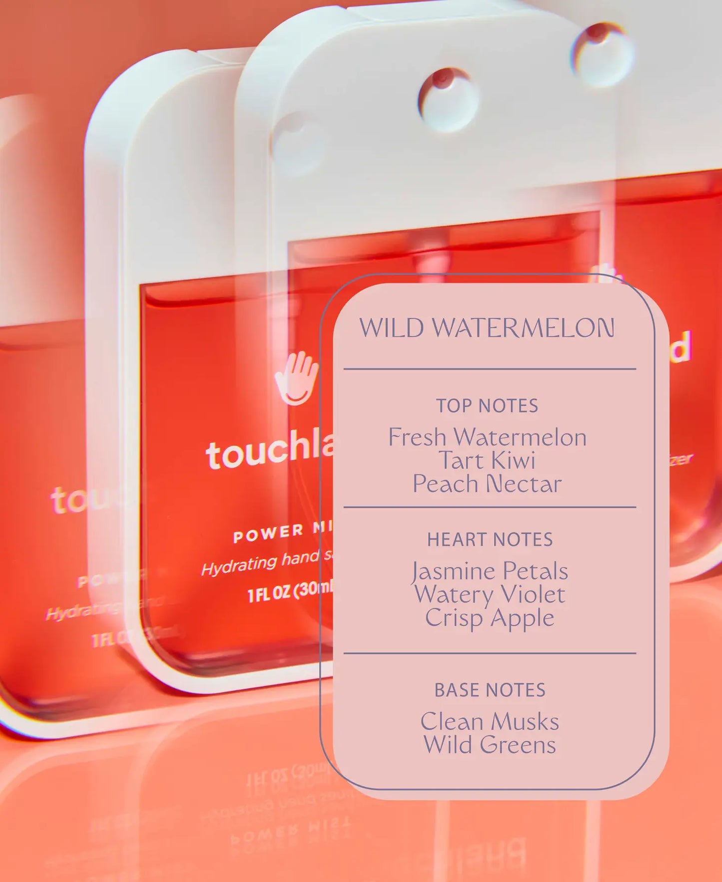 touchland Power Mist hydrating hand sanitizer pouch labeled WILD WATERMELON