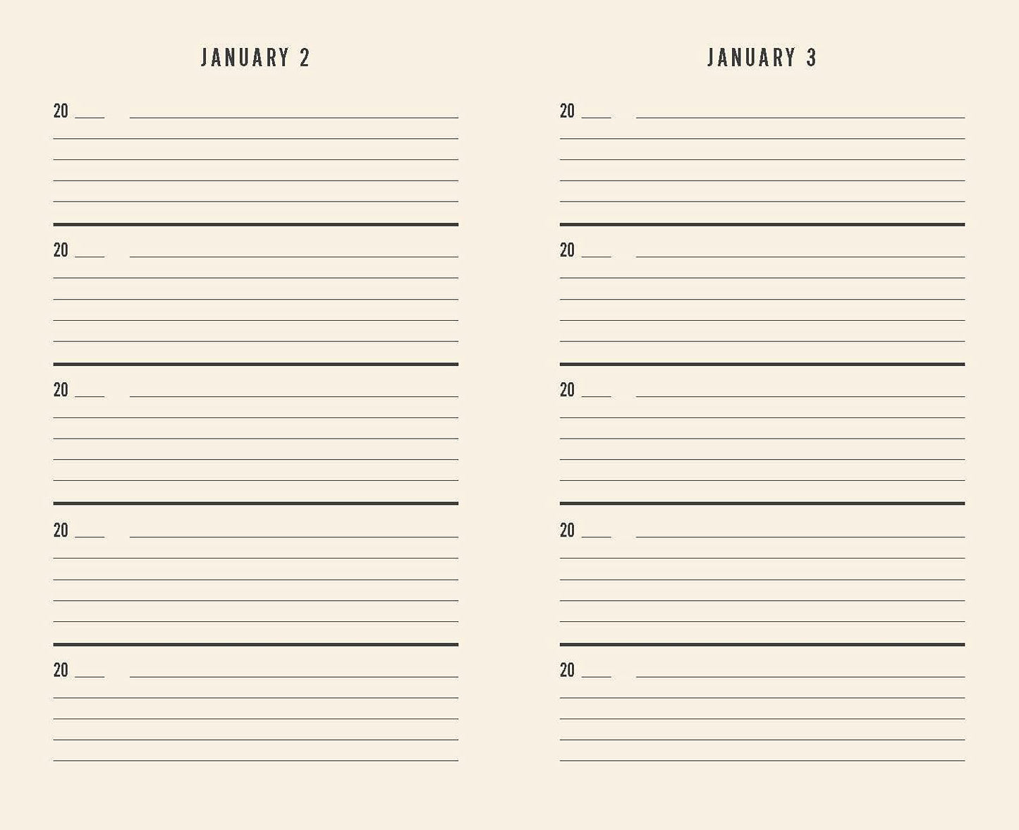 Lined memory journal pages for January, 'JANUARY 2' and 'JANUARY 3'