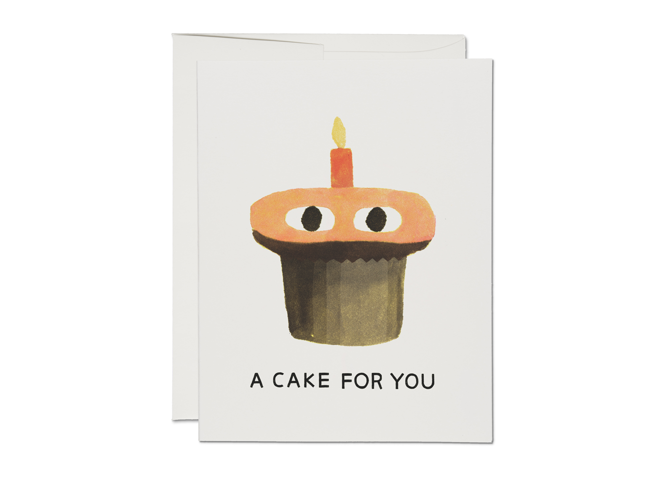 Birthday card with cupcake-and-candle graphic and text 'A CAKE FOR YOU'