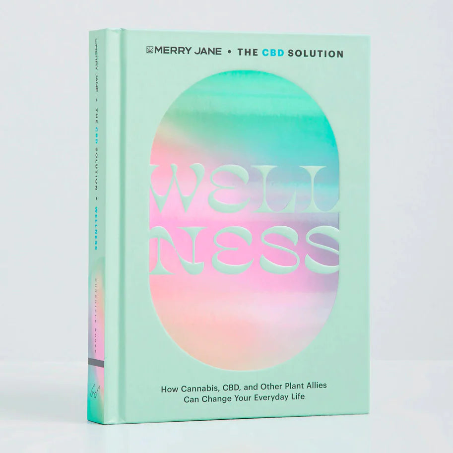 Wellness CBD solution book with pastel cover and oval logo