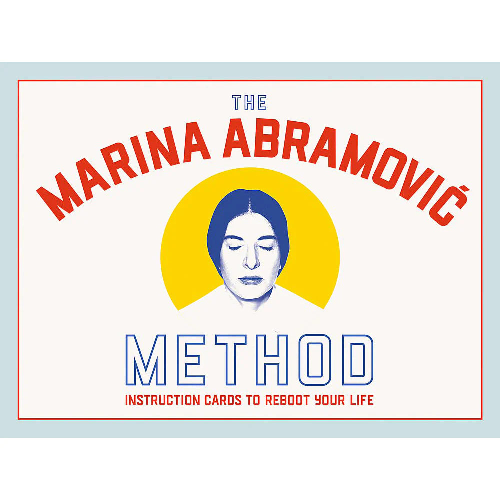 Book cover for The Marina Abramović Method with stylized portrait and bold title.