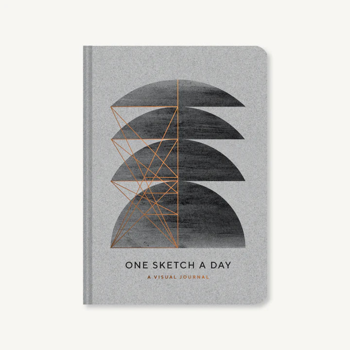Gray sketch journal cover with geometric star graphic and 'A Visual Journal' subtitle