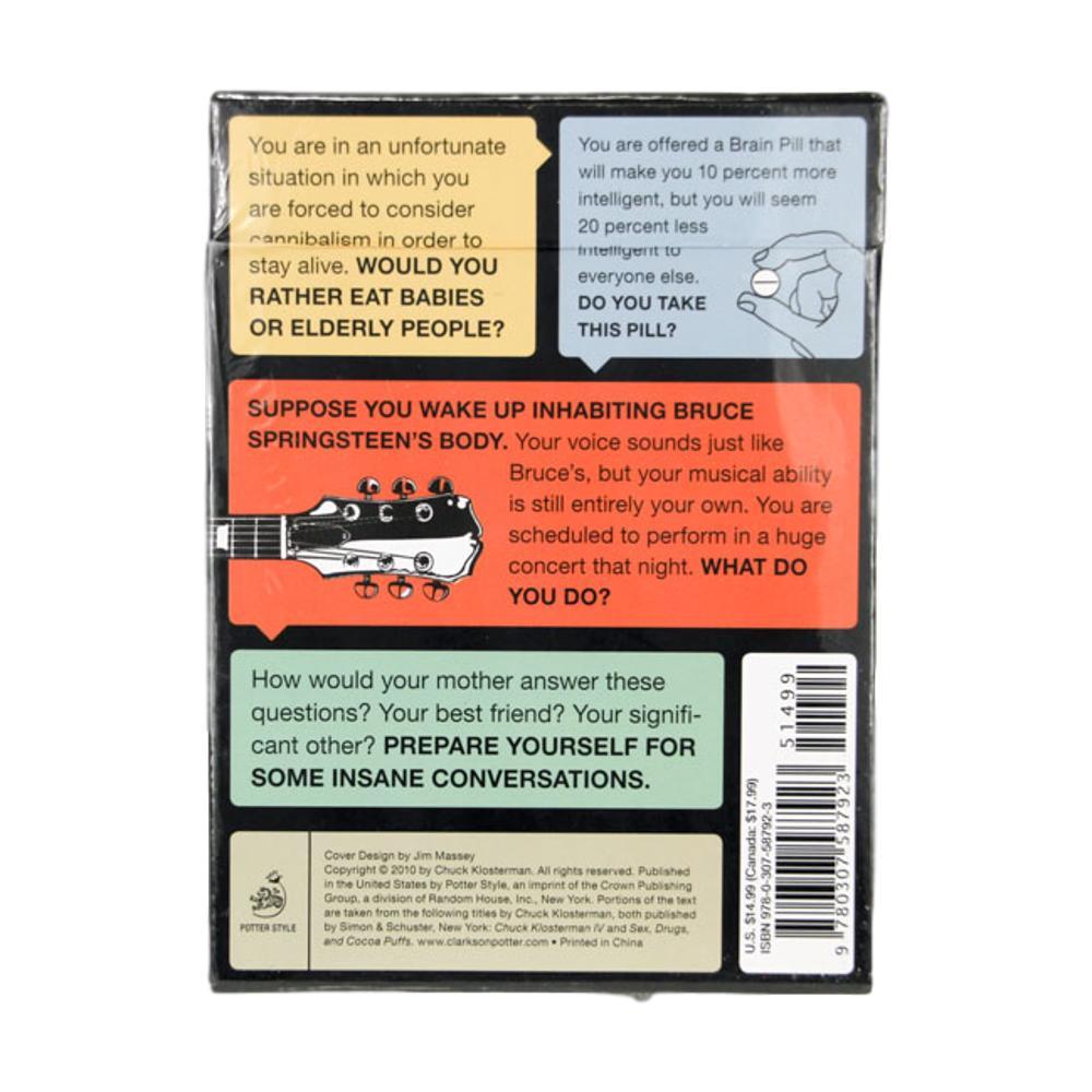 Hypertheticals game box back with rules text and barcode sticker