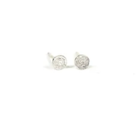 Sterling silver dot stud earrings with round faceted sparkle discs