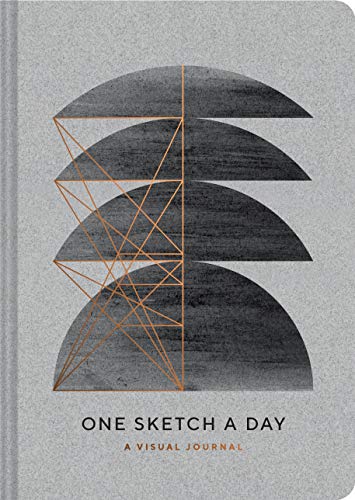 Gray sketch journal cover with geometric star line art and 'One Sketch a Day' text