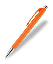 Orange ballpoint pen with silver tip and clip