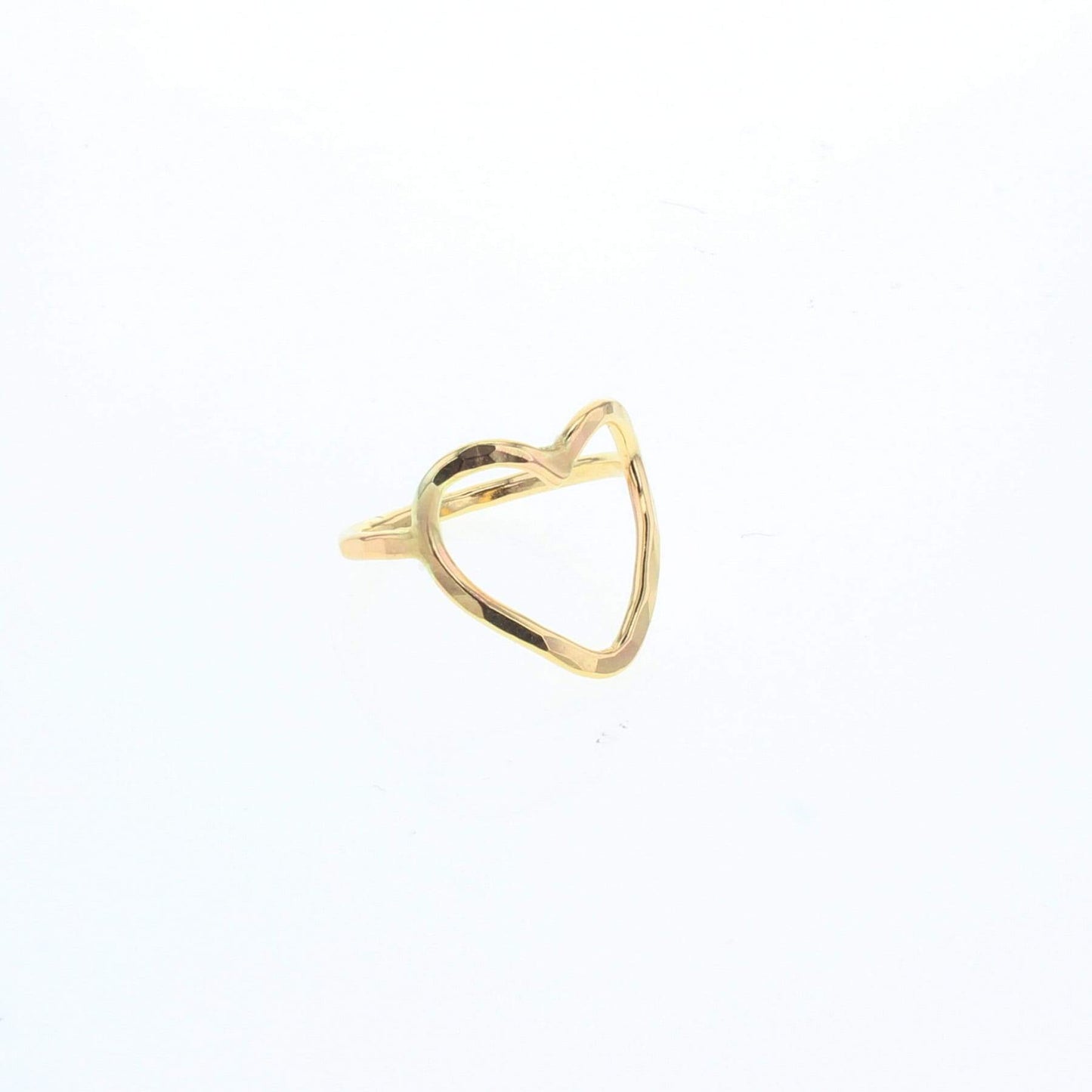 Gold-filled heart-shaped ring with open band, small raised heart design