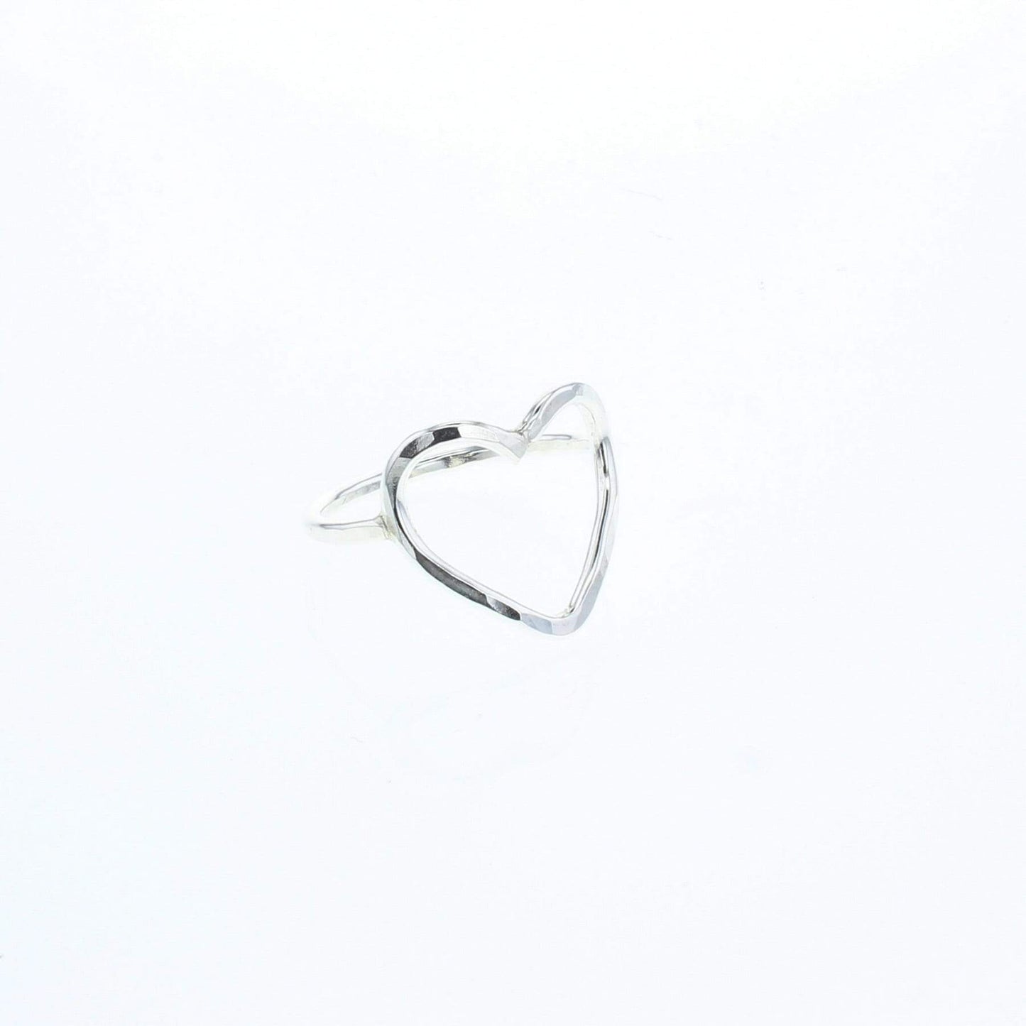Sterling silver heart ring with polished open heart setting