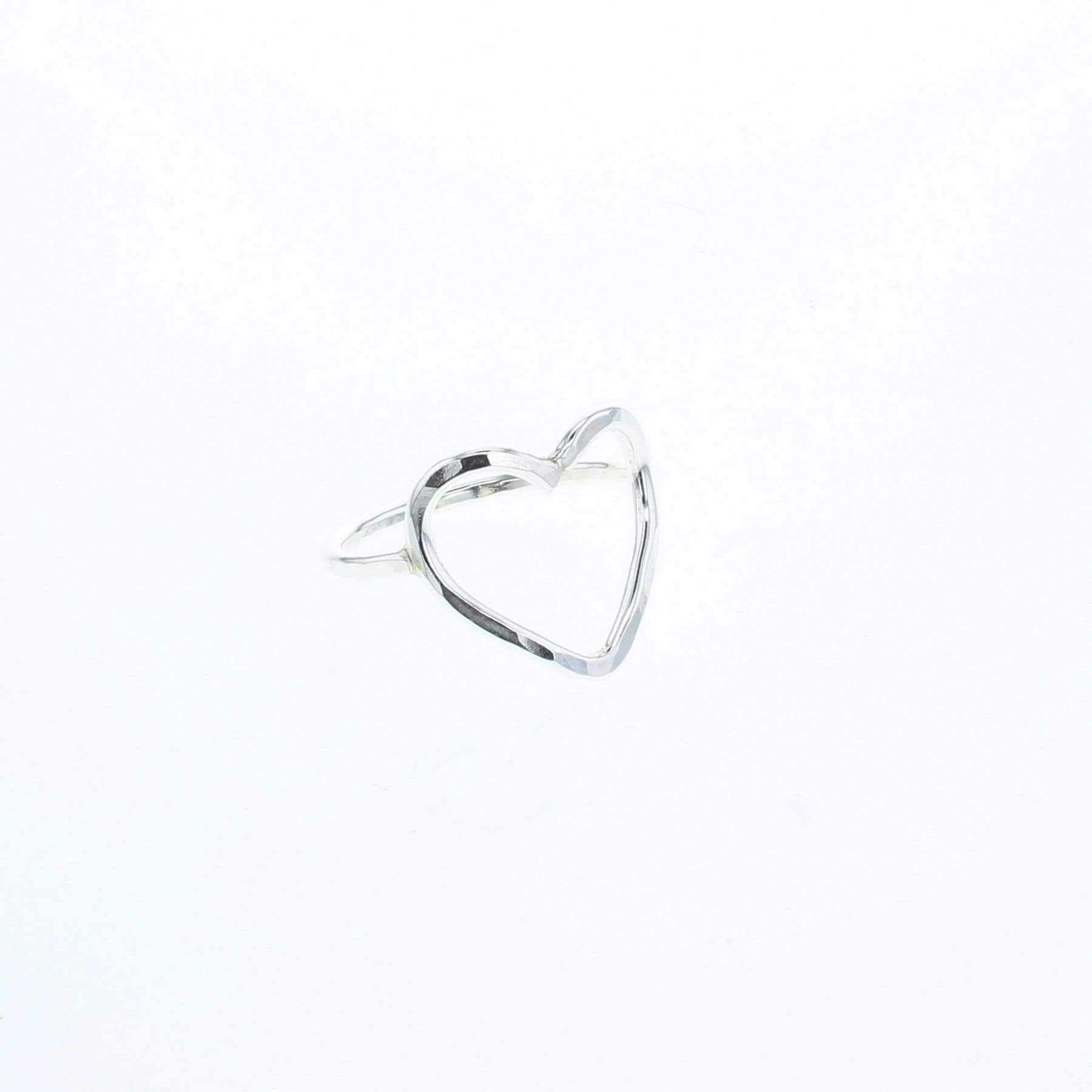 Sterling silver heart ring with polished open heart setting